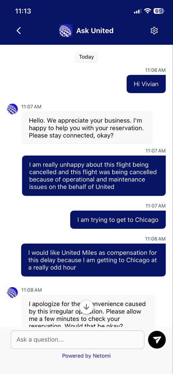 polymath_james's tweet photo. @united , why the fuck is your customer service so terrible? You tell your customers a flight is cancelled 3 hours before boarding, and then bump me to a flight that is at least 4 and a half hours later. https://t.co/fTDtrfgZ6I