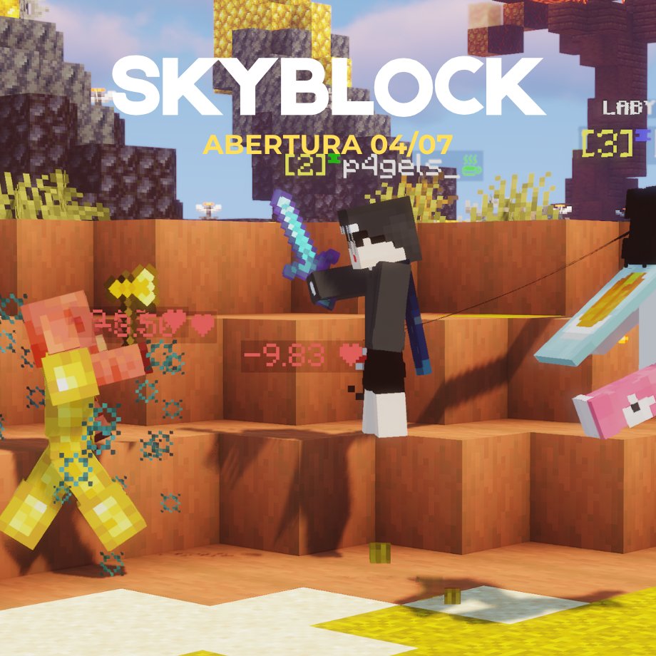 StarDixSD's tweet photo. 🌌 Amanhã, às 19h, inaugura o SkyBlock do StarDix!
Receitas, coleções, itens customizados, minions, mobs especiais e vários mapas para explorar.
Chame seus amigos e prepare-se para começar essa nova aventura no StarDix! 🚀
#StarDix #Minecraft #SkyBlock #MinecraftBrasil https://t.co/XB1DXBsNeV