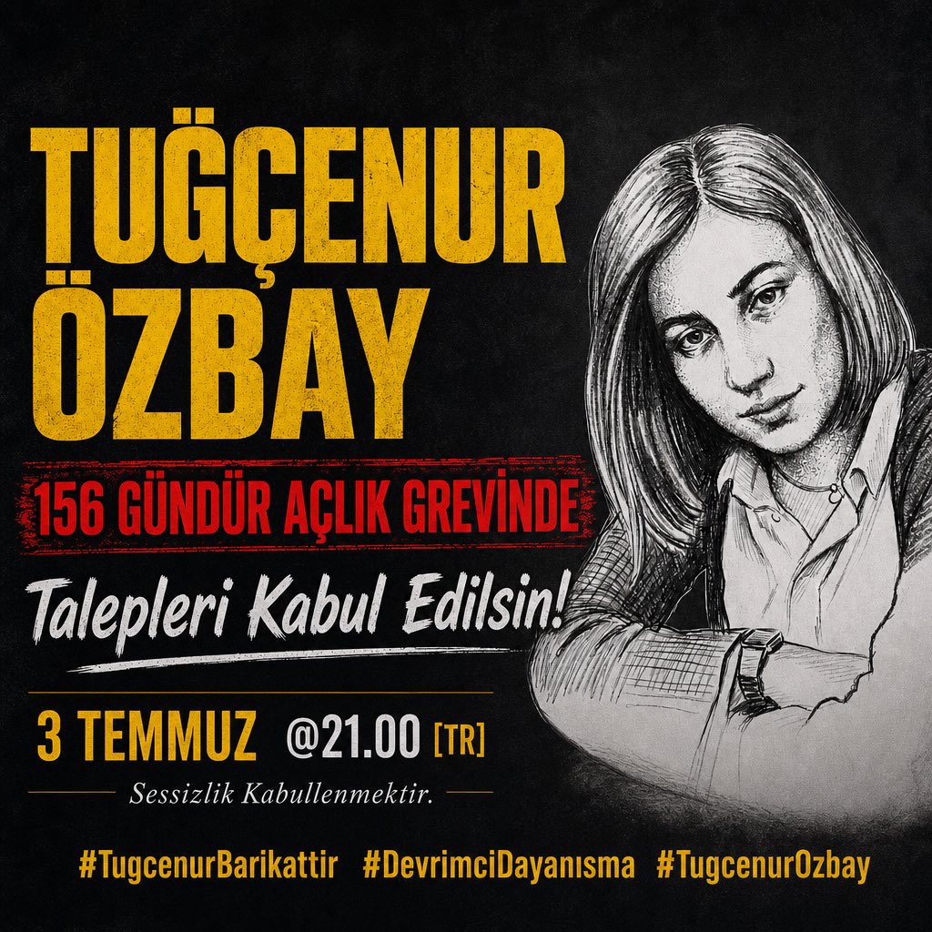 KiziLHayaLet__'s tweet photo. Faşist rejim Tuğçenur’u 41 kiloya düşürdü ama devrimci ruhunu kıramadı. 
Bu direniş, ezilenlerin zaferinin habercisidir. 
#TugcenurBarikattir #DevrimciDayanısma #TugcenurOzbay https://t.co/USRG8EFamj