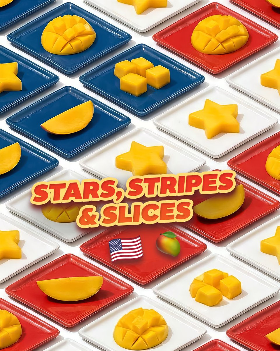 Mango_Board's tweet photo. From stars to slices, mangos add sweet joy to your A250 celebrations. Go on and slice into summer with extra mango-y sweetness this 4th of July 🥭🎆

#America250 #A250 #StarsStripesSlices #FourthofJuly #RedWhiteandBlue #Mango https://t.co/It5BD7qmD5