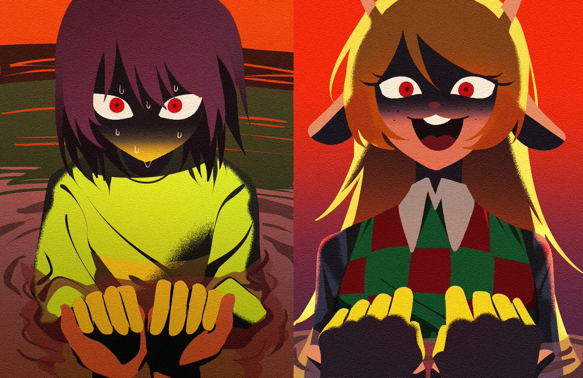 pg5374's tweet photo. #kriselle #deltarune  
챕터 4와 5의 차이를 사랑함...... https://t.co/BMObPGCotB