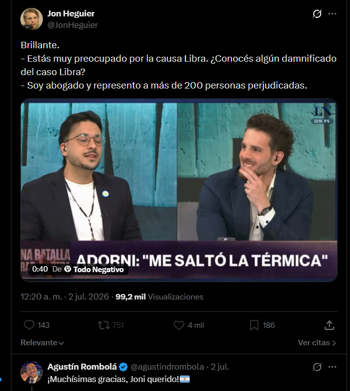 Tomidiazcueto's tweet photo. Como me gusta que los kukas queden como boludos después de pretender tener razón en algo.

Rombolá dijo representar a 200 damnificados y que LIBRA es una estafa a muchos argentinos.

Automáticamente la Justicia dice que no hay pruebas ni acreditaciones respecto al caso. Que pesimo abogado que debe ser Rombolá y que boludaso que es Jhon Heguier, el periodista del medio ruso de Navarro.

Los arrobaría pero los dos me tienen bloqueado JAJAJAJAJAJAJA