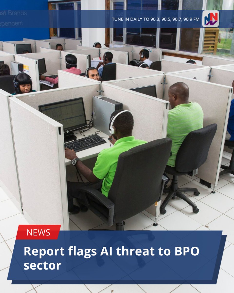 NationwideRadio's tweet photo. One of Jamaica’s biggest employers, Business Process Outsourcing, or BPO’s, could be in the firing line as artificial intelligence reshapes the world of work.

That’s a warning in the government’s latest Voluntary Development Review tabled in the House of Representatives on Tuesday.

READ MORE HERE: https://t.co/f2unwzxoe1
