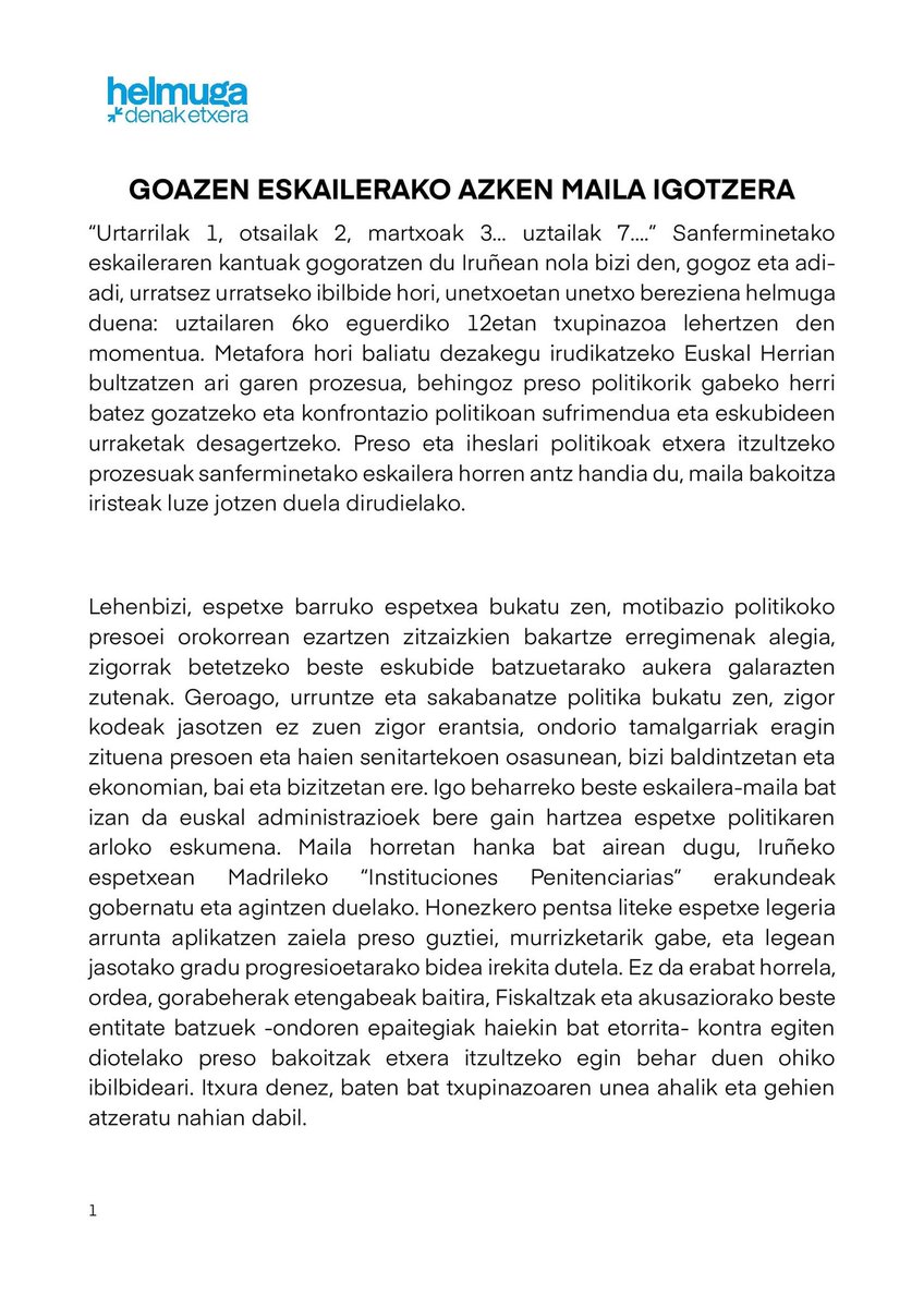 sare_herritarra's tweet photo. 🔻Helmuga denak #Etxera

Goazen eskailerako azken maila igotzera

» Uztailaren 3ko irakurketa: https://t.co/4L91m4We0z https://t.co/OOe6nEwdYk