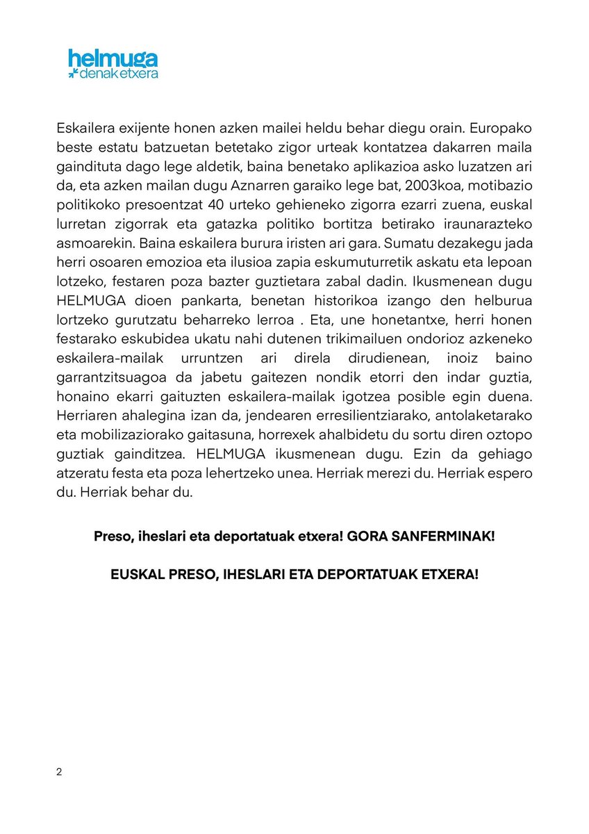 sare_herritarra's tweet photo. 🔻Helmuga denak #Etxera

Goazen eskailerako azken maila igotzera

» Uztailaren 3ko irakurketa: https://t.co/4L91m4We0z https://t.co/OOe6nEwdYk
