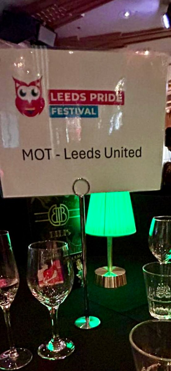 MarchingoutLUFC's tweet photo. Finishing off our Pride -2 Week with our @MarkUmpl repping at @LeedsPride Gala evening.

#LUFC 🏳️‍🌈⚽️🏳️‍⚧️ https://t.co/bsUHYEPmos