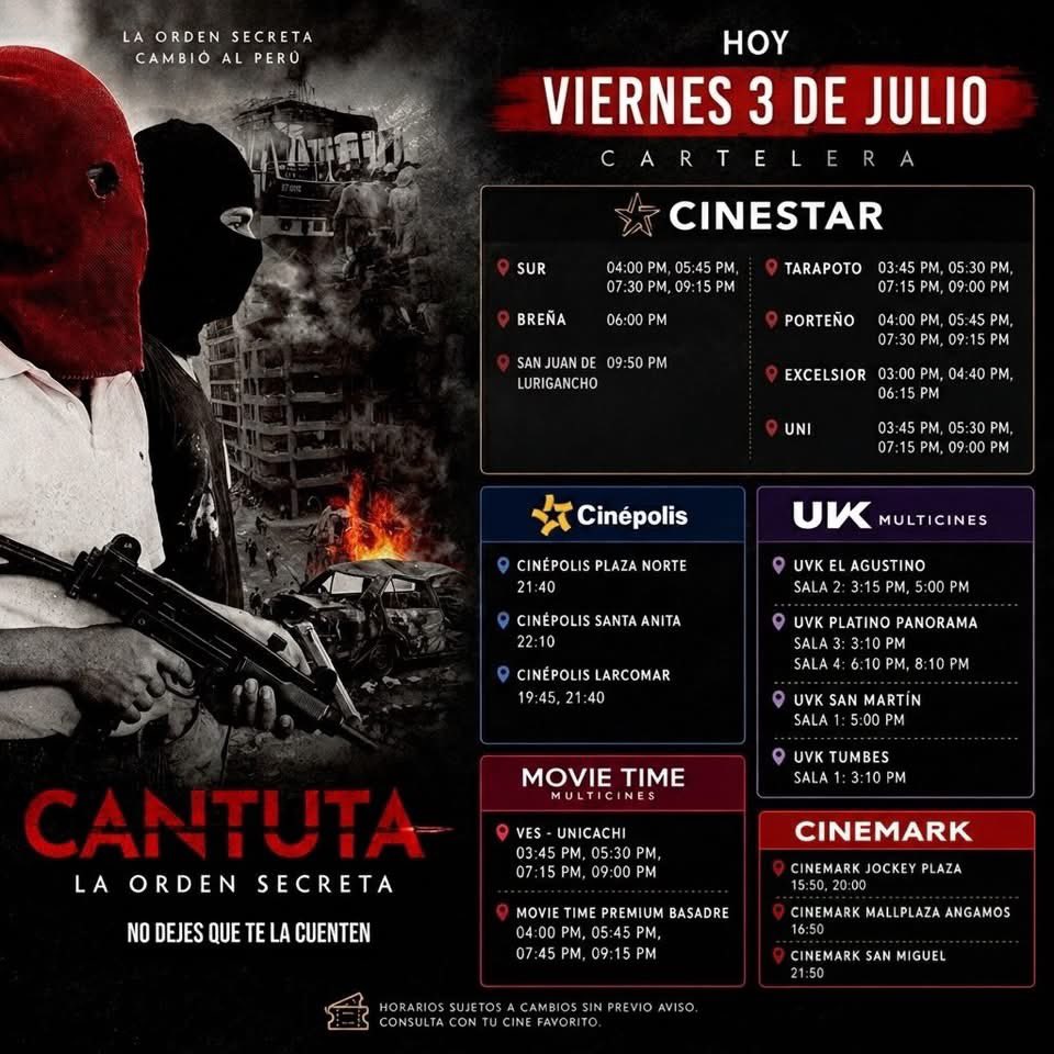 DerechaPeru's tweet photo. Para su máxima difusión:

Ahora, la película Cantuta, La Orden Secreta también la pasan en las cadenas Cinemark y UVK. https://t.co/MriOyfT6nd