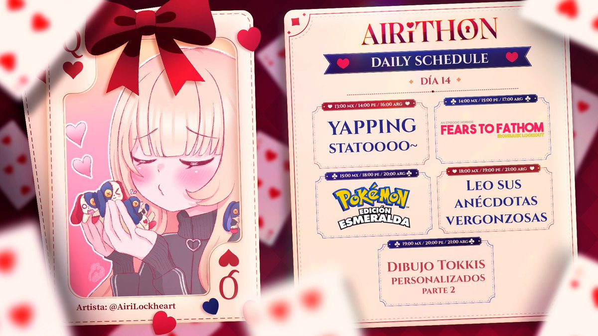 AiriLockheart's tweet photo. 🎀﹕𐔌・AIRITHON ⟡ Día 14 〃・꒱

DÍA 14 DEL AIRITHONNN WAAAA LET'S GO! Hoy tendremos dos dinámicas a la nochecita y jueguitos~~ ¡Me vicié al Pokémon, auxilio! AAAAA ( ꩜ ᯅ ꩜;)⁭ ⁭

₊˚⊹ᰔ Link en comentarios ⬇️