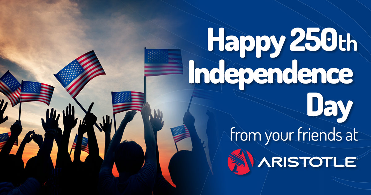 AristotleBuzz's tweet photo. We love keeping your family connected — from the backyard BBQ to the fireworks livestream. Our offices are closed today, but Tech Support is on call if you need us. Happy 250th Independence Day from the Aristotle Team!

#America250th #IndependenceDay #july4th  #FourthOfJuly https://t.co/EZFE2baJm6
