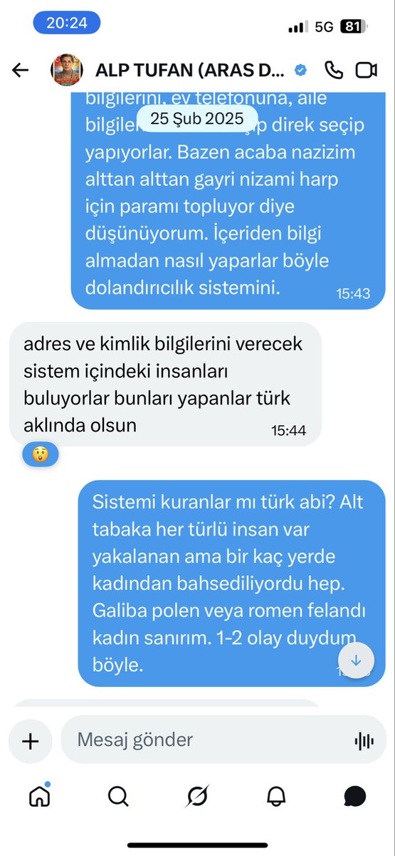 Suphi071's tweet photo. 25 Şubat 2025 Sn. @ArasDal7 abi ile aramızda geçen bir konuşma.. https://t.co/ADjmZrhpPK