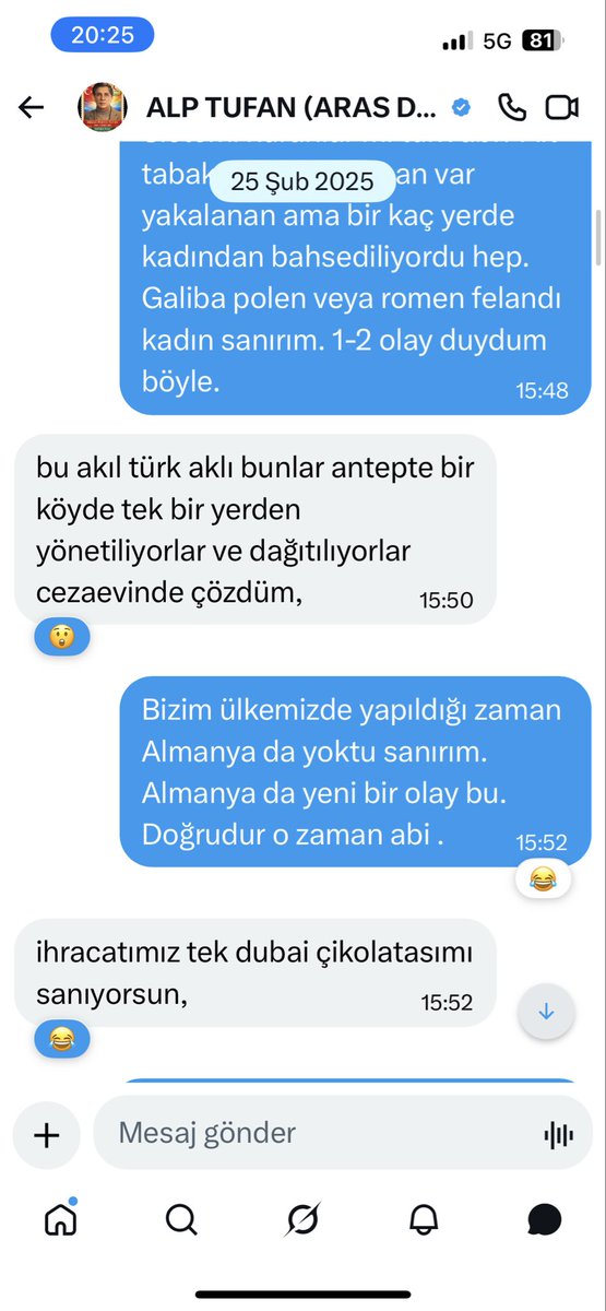 Suphi071's tweet photo. 25 Şubat 2025 Sn. @ArasDal7 abi ile aramızda geçen bir konuşma.. https://t.co/ADjmZrhpPK