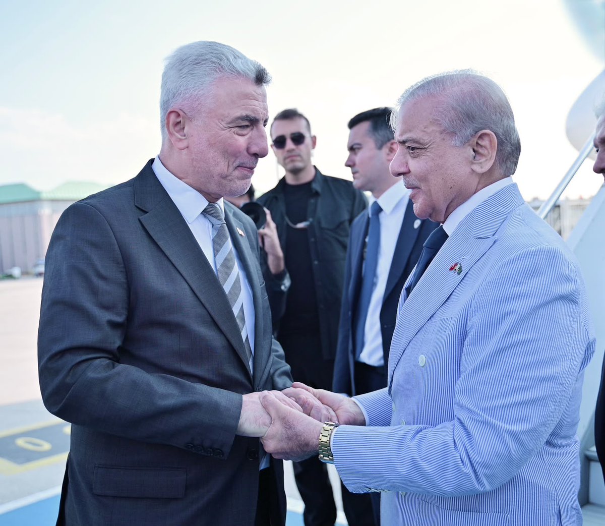 realakasha's tweet photo. PM Shehbaz Sharif arrived in Istanbul on 3 July 2026 for a bilateral visit to Türkiye. He was received at Atatürk Airport by Trade Minister Prof. Dr. Ömer Bolat, Pakistan’s Ambassador Dr. Yousuf Junaid, and other Turkish officials. https://t.co/4Foa6I08yR