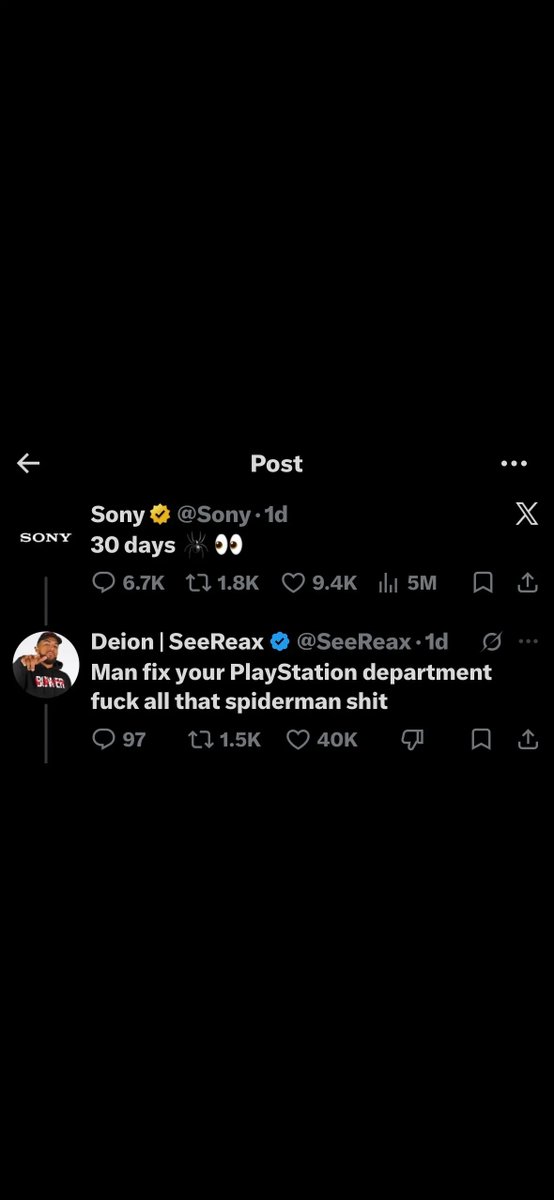 CultureCrave's tweet photo. Sony tried teasing the upcoming release of ‘Spider-Man: Brand New Day’  

All the top comments called them out for stopping PlayStation disc production in 2028 https://t.co/zYOLysAdTH