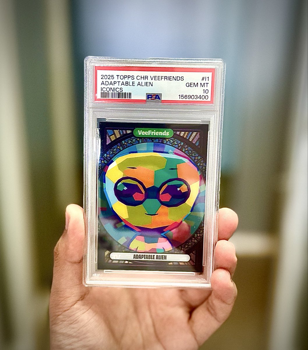 thepokestudio_'s tweet photo. Adaptable Alien Iconic Pop 1 psa 10! Favorite card of all time! Proud Owner 😎 @veefriends @VeeFriendsCards @garyvee https://t.co/4uhw3JDhSC