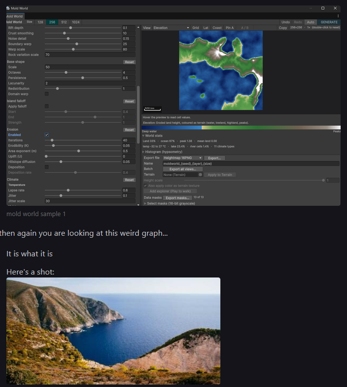 ErhanofGrayLake's tweet photo. if the universe sends us messages 
this certainly is one
a random coastal cliff dropping straight into a post about procedural terrain generation. 🏔️🌊 Couldn't have staged it better. https://t.co/aNICruwnBy