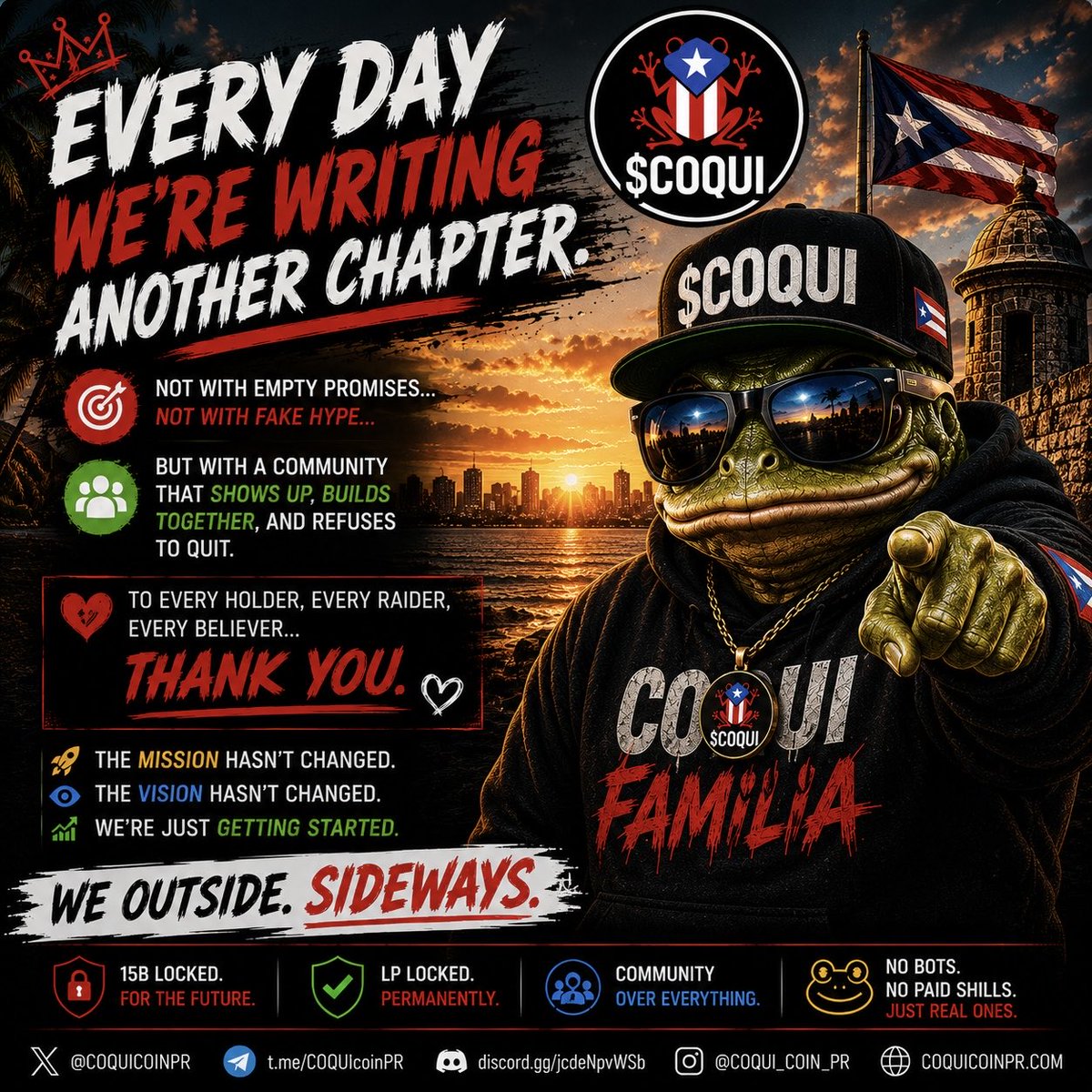 COQUICOINPR's tweet photo. 🐸🇵🇷 Every day we’re writing another chapter.

Not with empty promises…
Not with fake hype…

But with a community that shows up, builds together, and refuses to quit.

To every holder, every raider, every believer…

Thank you.

The mission hasn’t changed.
The vision hasn’t changed.

We’re just getting started.

❤️ WE OUTSIDE. SIDEWAYS.

#COQUI #Solana #Crypto #MemeCoin #Community #PuertoRico #Web3