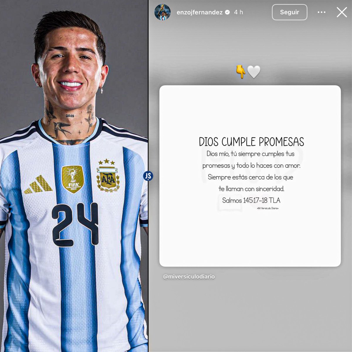 juegosimple__'s tweet photo. 🇦🇷 Enzo Fernández en Instagram.

🗣️ “DIOS CUMPLE PROMESAS”. https://t.co/34jjwXDLna