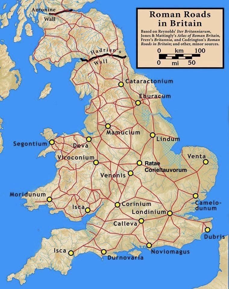 JewryWallRoman's tweet photo. Roman Road Network In Britain https://t.co/hMcHhKROEE