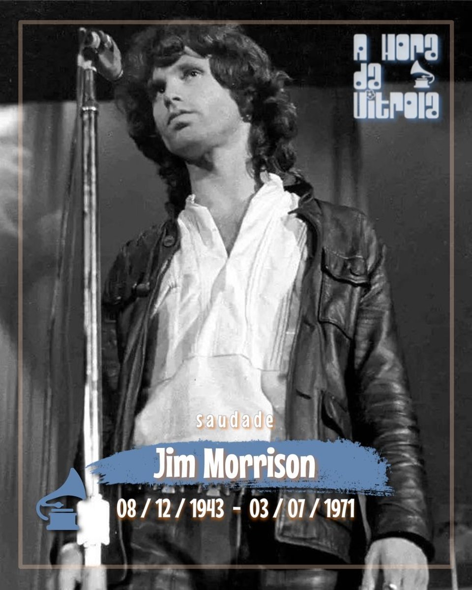 ahoradavitrola's tweet photo. Hoje lembramos do cantor, compositor e poeta Jim Morrison, que morreu em 1971 aos 27 anos. 💔 https://t.co/Im92PEygkl