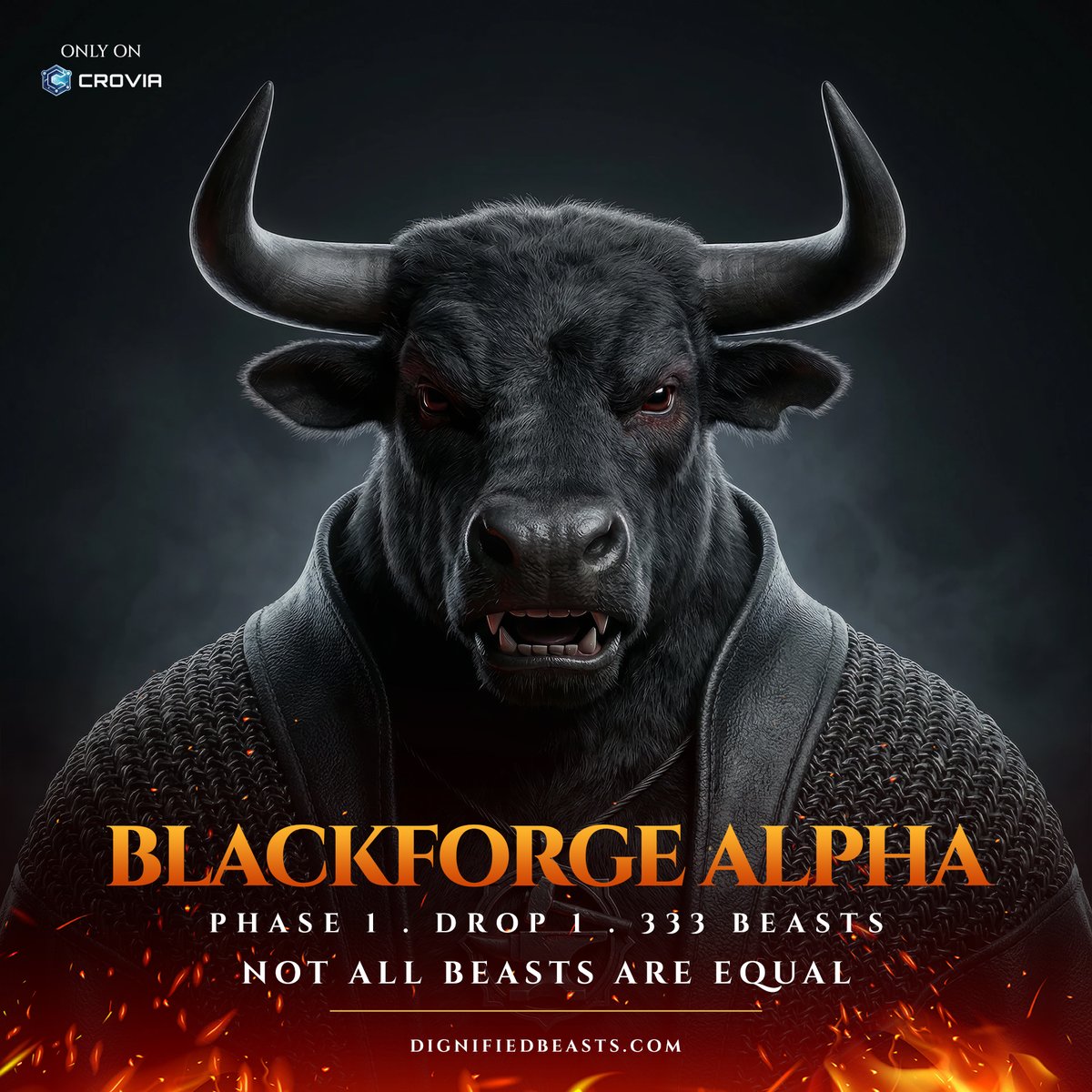 dignifiedbeasts's tweet photo. The Blackforge Alpha does not inherit strength, it forges it in fire and unyielding will.

Every Beast in this hierarchy was designed with purpose.

Phase 1 minting on @CronosLegends 
Whitelist still open via milestones.

Those who claim their place now will hold the advantage when the system evolves.

Enter at the base → https://t.co/W3k2zOSUvl
Enter the hierarchy → https://t.co/9pjfEjU5L9

#crofam