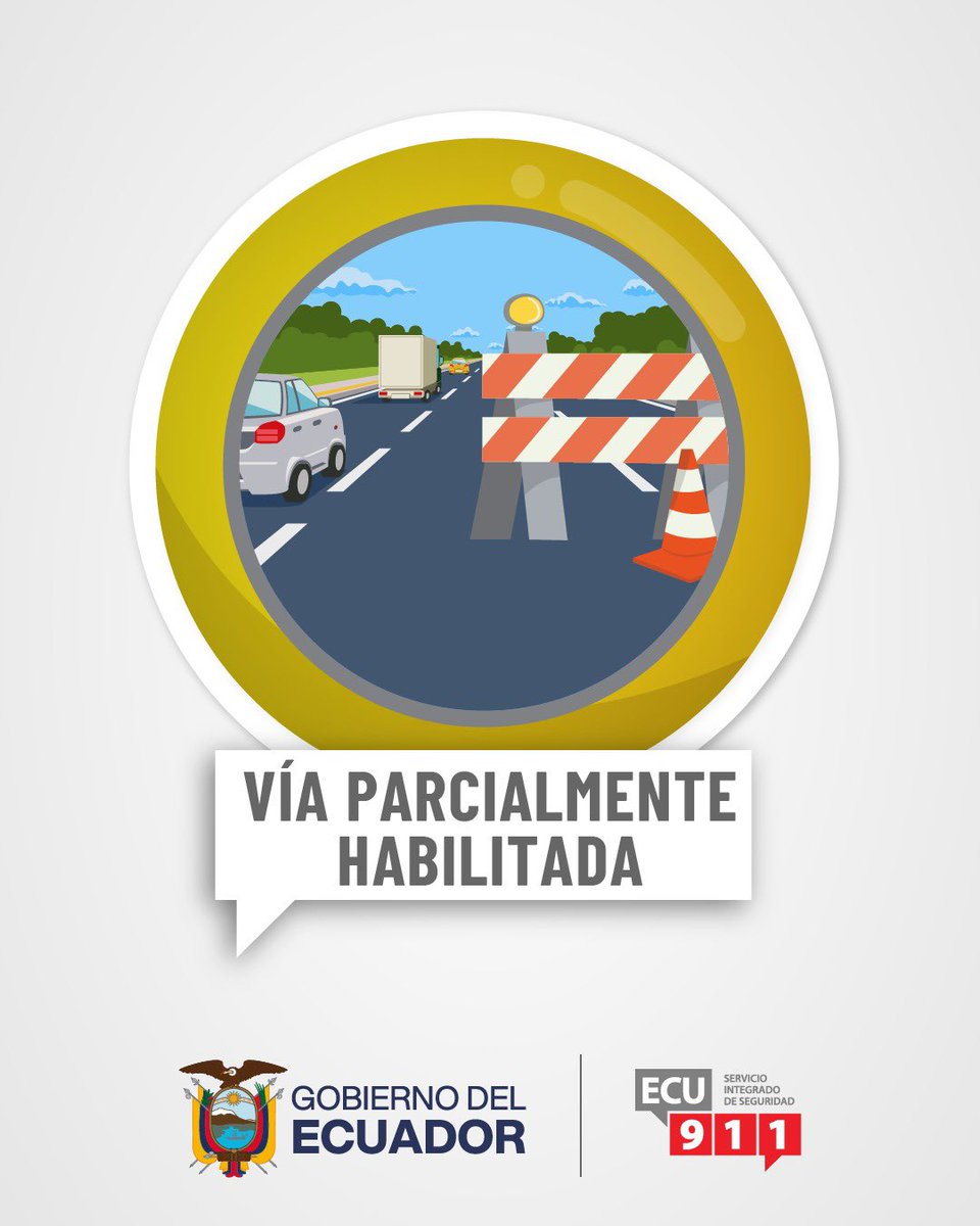 ECU911Machala1's tweet photo. 📍 #Loja | Desde el #ECU911Loja actualizamos el estado de las vías en las provincias de Loja y Zamora Chinchipe.

🟡 La vía Yangana – Valladolid se encuentra parcialmente habilitada al tránsito vehicular.

🚧 La vía Zamora – Loja, en el sector Sabanilla, permanece cerrada.

⚠️ Conduzca con precaución.

#LíneaÚnicaParaEmergencias 9️⃣1️⃣1️⃣