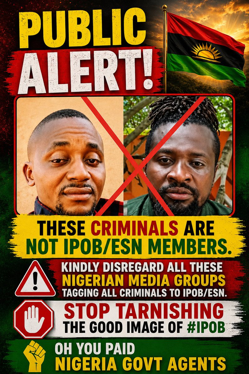 GhIpob's tweet photo. Public alert:

These criminals are not IPOB/ESN members . kindly disregard all these Nigerian media groups tagging all  criminals to IPOB/ESN .

Stop tarnishing the good image of #Ipob oh you paid Nigeria govt agents
@ChinasaNworu @radiobiafralive @real_IpobDOS @radiobiafralive https://t.co/PsdigxMsfZ