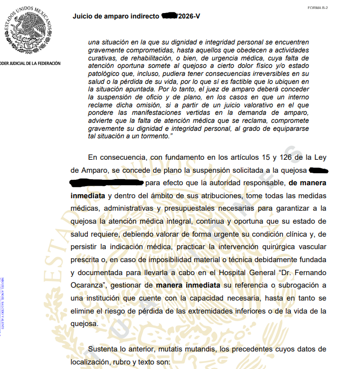 T1Ramos's tweet photo. La suspensión de plano concedida en este caso protege de manera inmediata el derecho a la salud de nuestro representado.
Si tú o un familiar enfrentan la negativa o demora de un tratamiento, medicamento o cirugía, podemos orientarte sobre las alternativas legales disponibles. https://t.co/eKYKryKOMH
