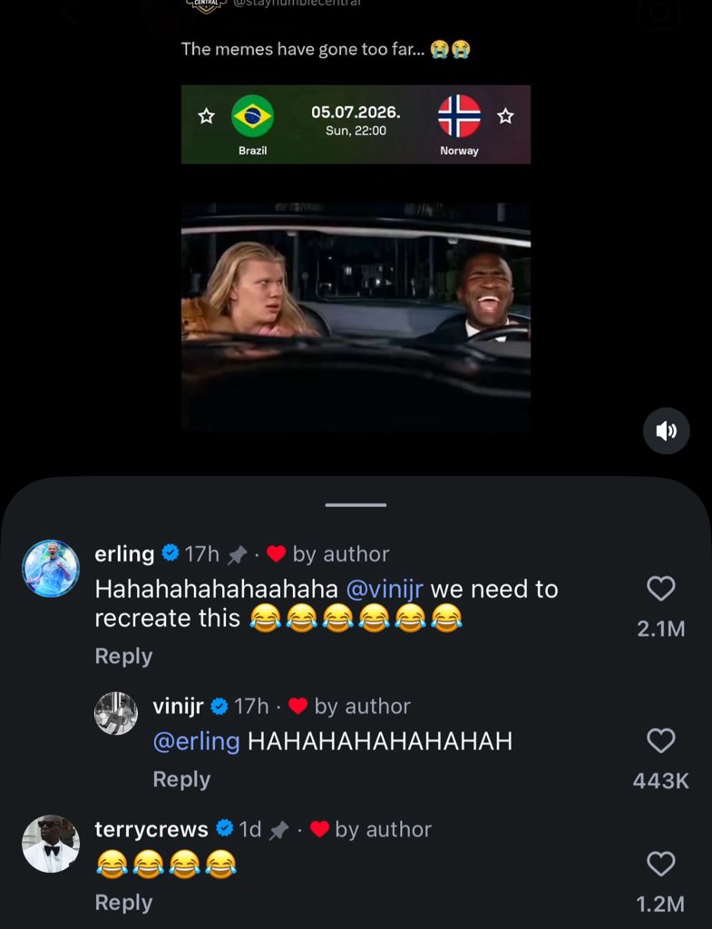 theMadridZone's tweet photo. 🗣️ Erling Haaland: “Viral meme of me and Vini Jr.? I really liked the video, it’s very funny. I was edited as a blonde girl, I laughed a lot.

Maybe in the future me and Vini will do something funny together.” @geglobo 😂 https://t.co/EefKxeYc8D