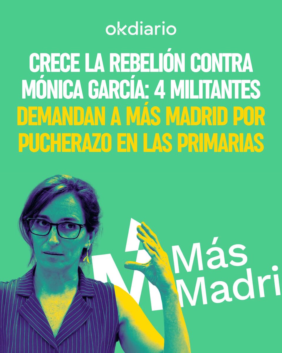 GabrielAraujoES's tweet photo. 🔴 4 militantes denuncian a Mónica García por fraude en las primarias, al estilo de Pedro Sánchez.

Por eso están en contra de cualquier medida de vigilancia electoral.

En este caso Mónica García redujo el censo de las primarias de Más Madrid, de las 20.000 personas que votaron en 2023, a apenas mil de su propio entorno.

Por ello han renunciado además 8 cargos de Más Madrid, entre ellos una diputada de la Asamblea y el portavoz municipal de Leganés.

El fraude electoral ha dejado de ser un mito en España y las pruebas apuntan a que es algo totalmente generalizado, sin disimulo.
https://t.co/ewIVwRptWV