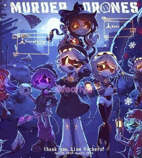 johnson43847's tweet photo. “Everything” to “End” — Uzi, N, V, and the crew under the moon. 

#MurderDrones #MD #Uzi #N #V #Fanart #DigitalArt #GlitchProductions https://t.co/fVbGoKbQIu
