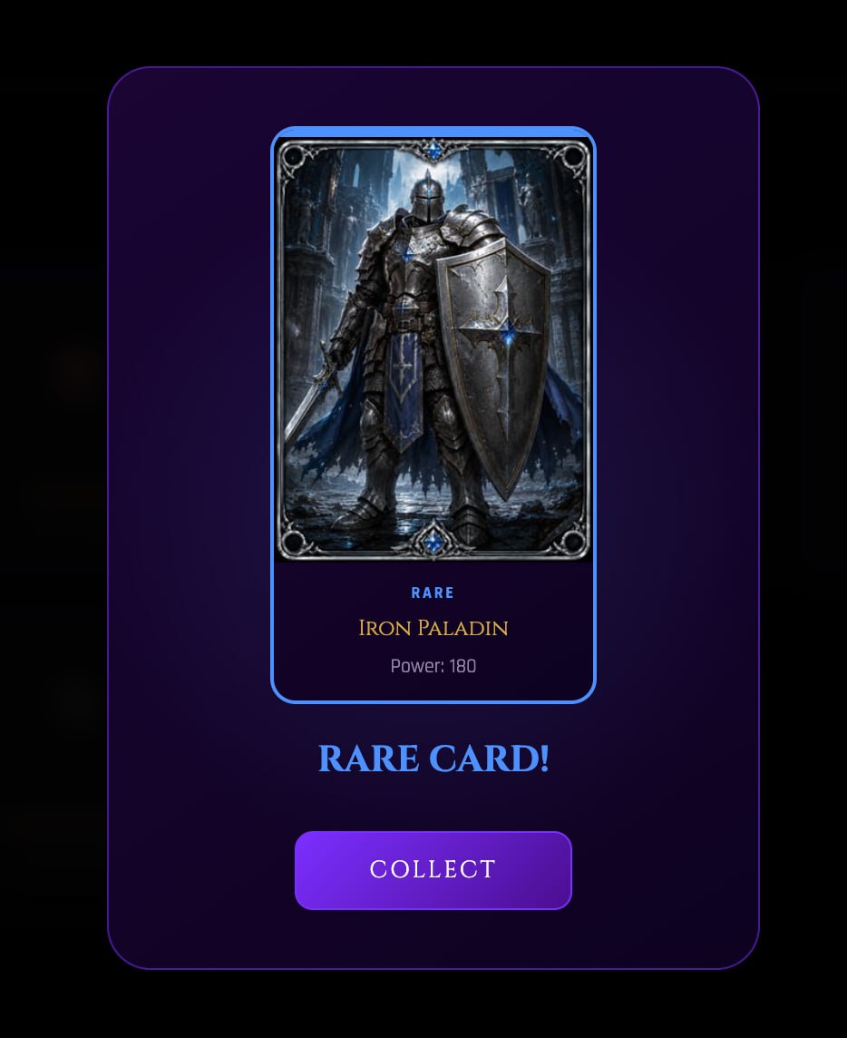 PlayDarkArena's tweet photo. Want a rarer card? You don't buy it. You burn for it

Fusion takes three cards of the same rarity and forges them into one card a tier above. The three are gone. The one that walks out is stronger

Every fusion pulls cards out of circulation and $DARK out of supply

Your commons were never junk. They were fuel for what comes next
