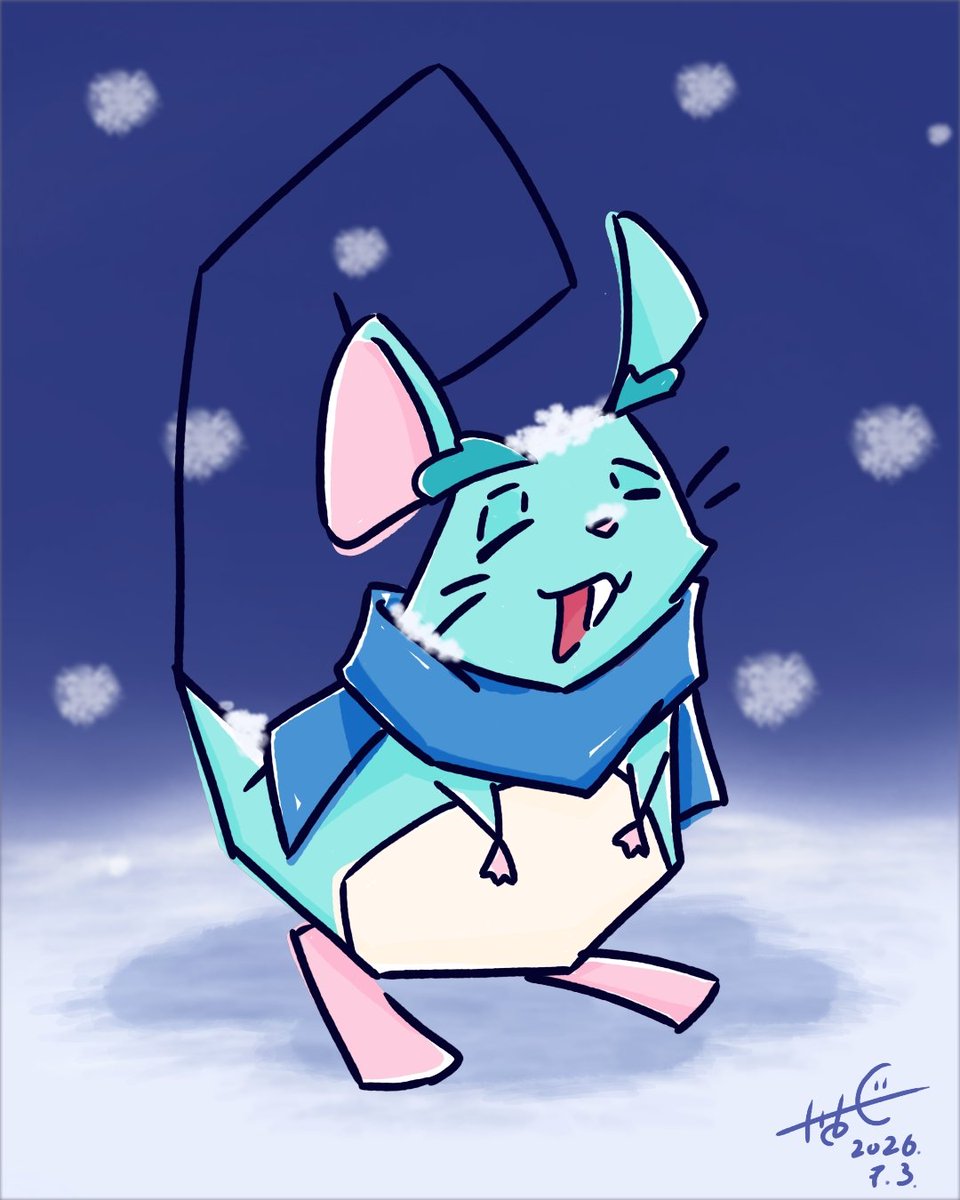 musicofth3sun's tweet photo. ❄️Snowish☃️
雪を楽しんでいるシエロを描きました🐭🩵
冬はずっとジュゼッペのことを心配していたから、来年の冬は素敵な思い出がたくさんできますように😌🙏
#トリツカレ男 #シエロ
#柿澤勇人 #柿絵 #カッキー絵 https://t.co/2siRxIwIUh