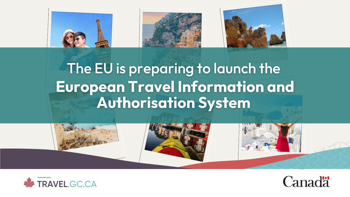 TravelGoC's tweet photo. We’ve updated our Travelling to #Europe page with information about the European Travel Information and Authorisation System the #EU is preparing to launch.

Learn more about the requirements and impacts for dual citizens: https://t.co/gT9iwu9VSo https://t.co/tbIdQhxoIT
