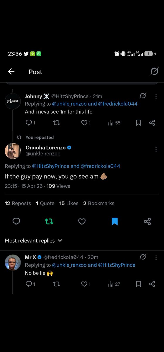 NotThat_Johnny's tweet photo. Don't leave me @unkle_renzoo , this gave me sleepless nights 😭😅, i did not even know if you were whyning me 

I don become millionaire for dream😭😭😭 https://t.co/3FWJO3Wqvg