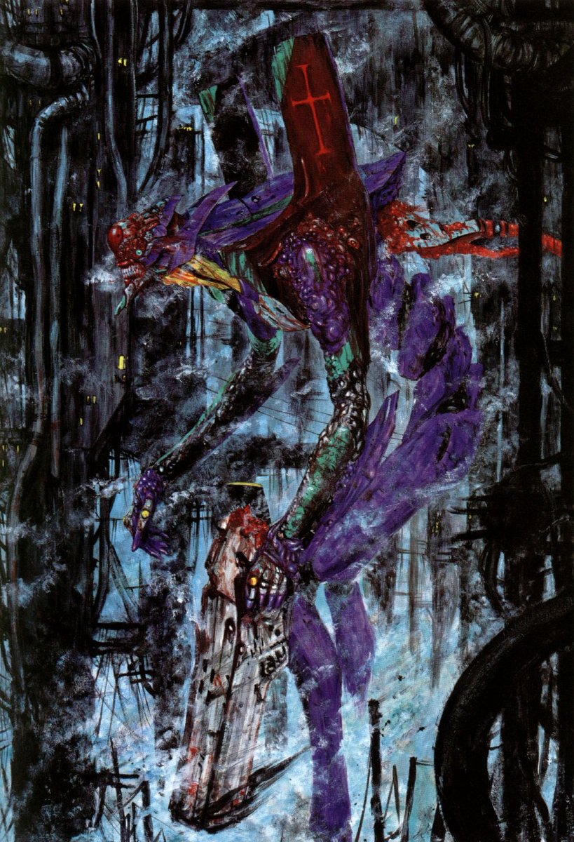 CyberpunkSF's tweet photo. "Neon Genesis Evangelion" by Tsutomu Nihei (弐瓶 勉), 'BLAME! and so on' artbook (1999) https://t.co/JHotlHSIH7