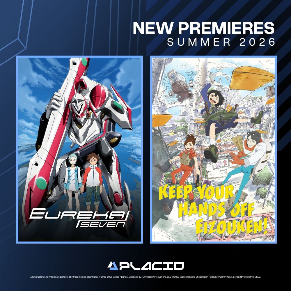 WatchPlacid's tweet photo. Bam! Here's our Summer Lineup coming to you this week on July 4! Eureka Seven and Keep Your Hands Off Eizouken premiere for the first time on Placid!
See you there!
#Placid https://t.co/DwvckZgGC5