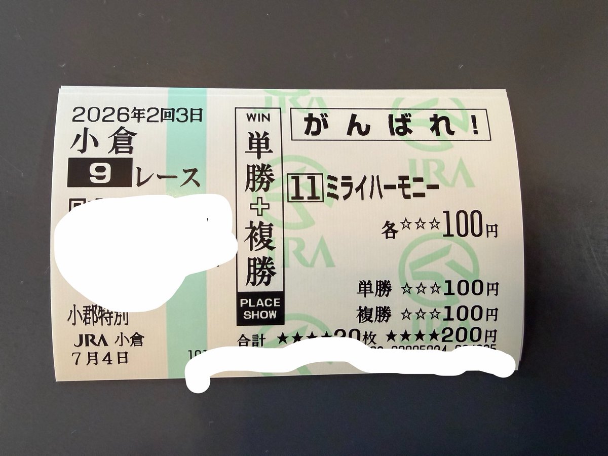 今日、これ以上にピッタリな応援馬券は無いと思うのよ。 #村上奈津実と