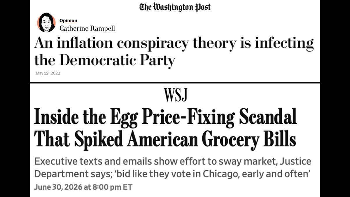 davidsirota's tweet photo. Jeff Bezos's newspaper accused @ewarren and other populist Democrats of spreading a false conspiracy theory about greedflation.

In reality, the Dems were correct: it is an actual conspiracy. https://t.co/WKn8PF1Smc