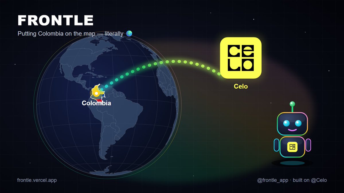 frontle_app's tweet photo. @Celo_Col @CeloDevs @Celo Beyond proud 🇨🇴
From an idea to top 10 on @Celo worldwide in 3 weeks
Gracias @camilosaka &amp; @CeloDevs and the whole @Celo_Col  crew🙏

But we're just getting started — there's a lot left to build. Our mission: put Colombia on the map. And with Frontle, we mean that literally 🌍 https://t.co/iVUI5RxSwH