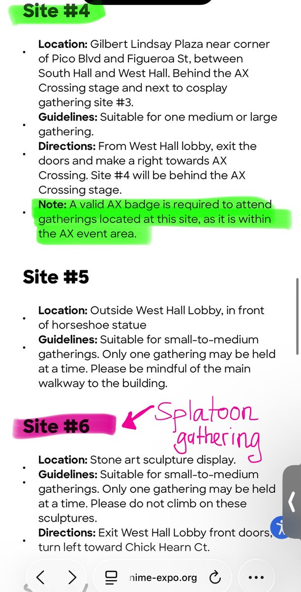 splatoonax2023's tweet photo. Regarding the site, its not listed as one of the sites where a badge is needed, you may need to explain that to employees at the badge scanners if you are attending without a badge since the layout has been changed this year. Site #6 does not have a note stating badge is required https://t.co/gSdSgQiA6A
