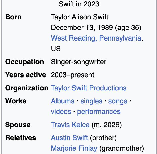 HauntedTayRide's tweet photo. Taylor's Wikipedia already updated 😭😭😭😭😭😭😭😭😭😭😭😭😭 https://t.co/iQqr4F0afI