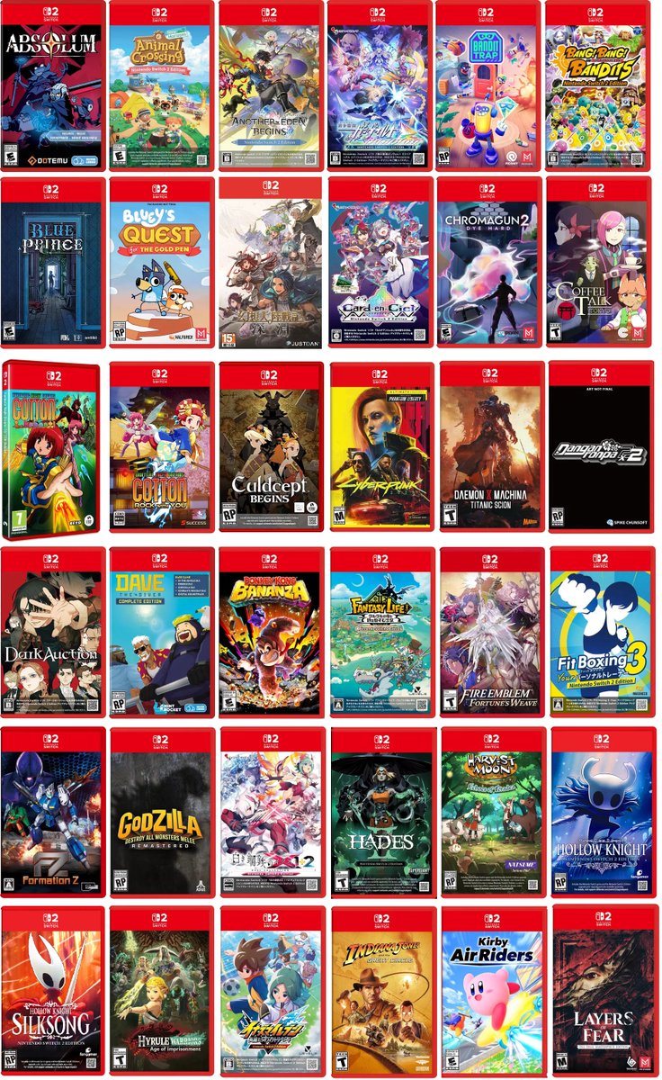 PhysicReleases's tweet photo. 6x6 physical releases for Nintendo Switch 2 https://t.co/k4sqRIY3bU