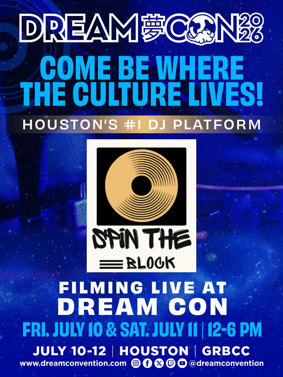dreamconvention's tweet photo. From karaoke to live DJ sets, the vibes never stop at Dream Con. 🎵

🎤 Trap Karaoke
🎞 AMV Jams ft. Hugo Biggs &amp; @djhellayella
🎧 Spin the Block live DJ set

Also, check out our lineup of DJ’s for the weekend! 
#DreamCon #DreamCon2026 https://t.co/WXJAVHCjol