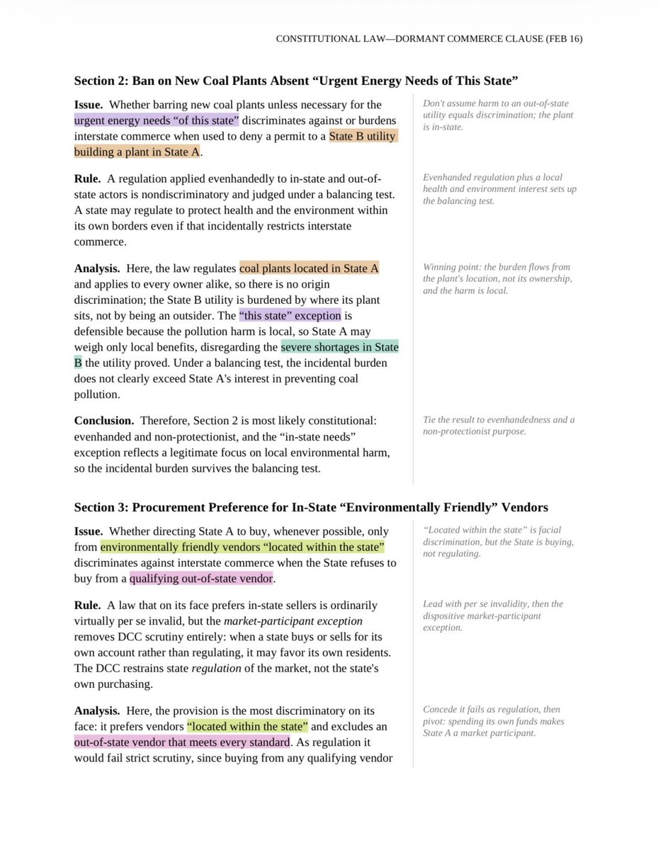 DietCoke_Esq's tweet photo. #barprep MEE guide with annotations, sample IRAC answer with explanations, and a flow chart analysis. The colored highlights in the sample answer match where the operative facts were pulled from https://t.co/MXWNbfT7JI