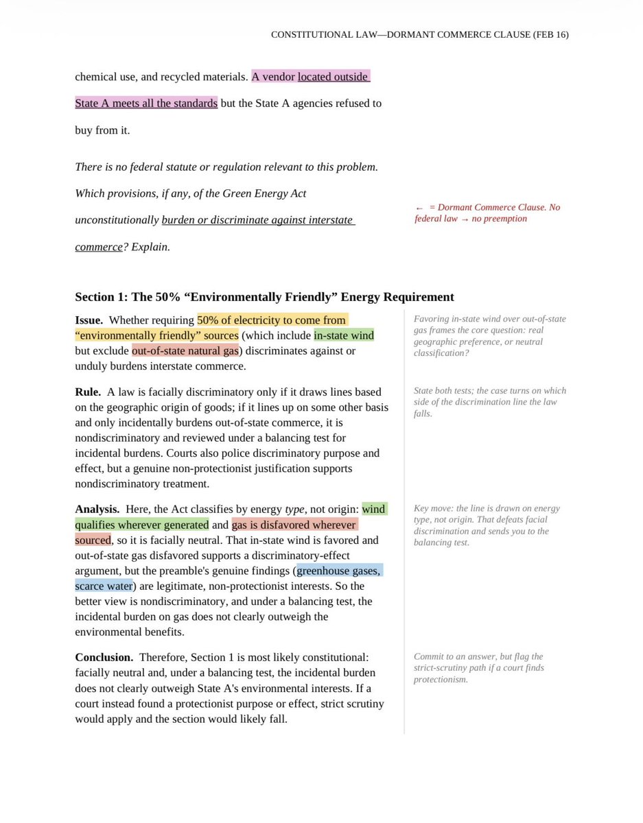 DietCoke_Esq's tweet photo. #barprep MEE guide with annotations, sample IRAC answer with explanations, and a flow chart analysis. The colored highlights in the sample answer match where the operative facts were pulled from https://t.co/MXWNbfT7JI