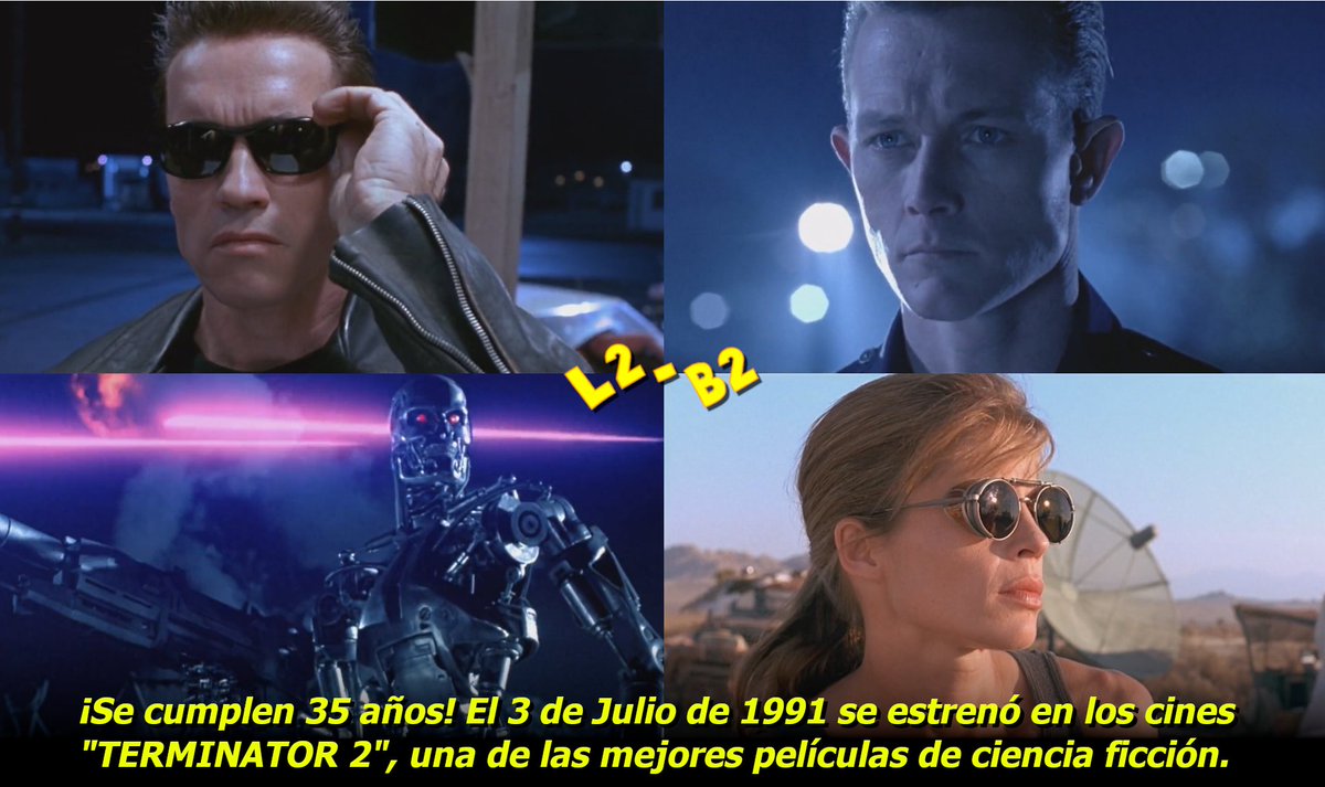 L2_B2's tweet photo. ¡Se cumplen 35 años! El 3 de Julio de 1991 se estrenó en los cines "TERMINATOR 2", una de las mejores películas de ciencia ficción😎 https://t.co/2GEXJu8EiI