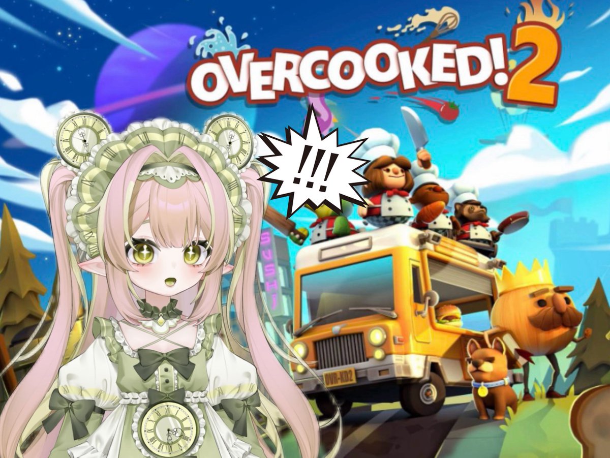Aphelia24's tweet photo. First time play overcooked 2!!! 
Stream is tonight at 9pm!! 
(The stream will be only an hour due to Anime Expo~)
#vtuber #stream #streaminformation https://t.co/NA0DUVkDLm