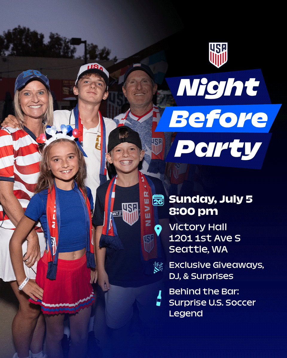 ussoccer's tweet photo. Seattle! We are back for our Night Before Party at Victory Hall! 

We'll see you on Sunday night! https://t.co/mmGArCET4W
