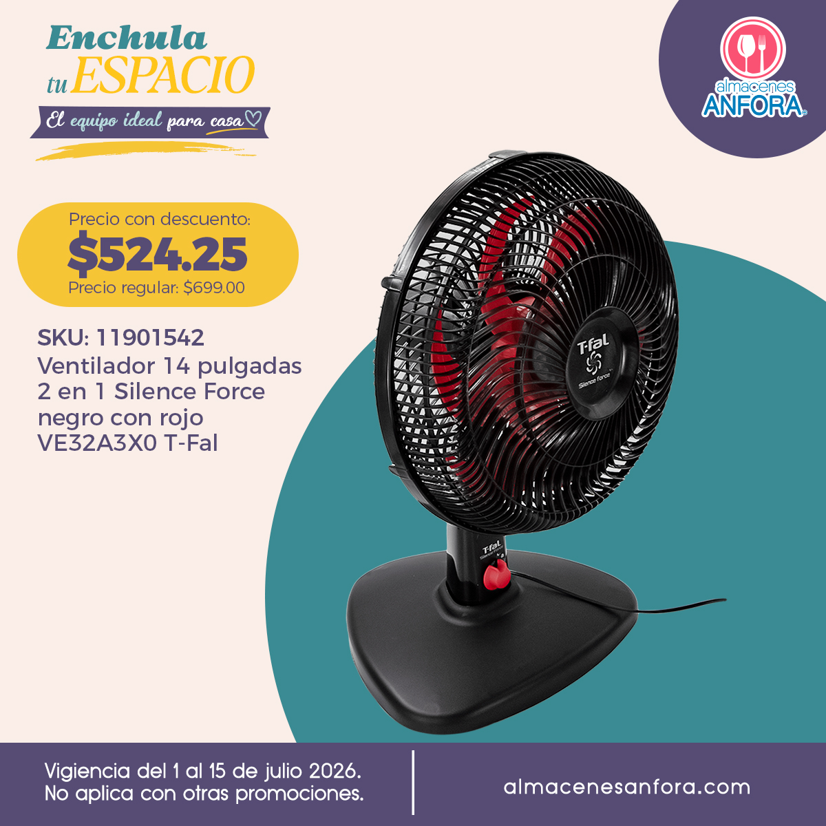 tiendasanfora's tweet photo. Que el calor no te detenga. Aprovecha hasta 25% de descuento en ventiladores T-fal y mantén tus espacios frescos. 🛒👉 https://t.co/PO4Cs3Dd5H
#TFal #Ventiladores #Hogar #Promociones https://t.co/4CNxPXmYgu