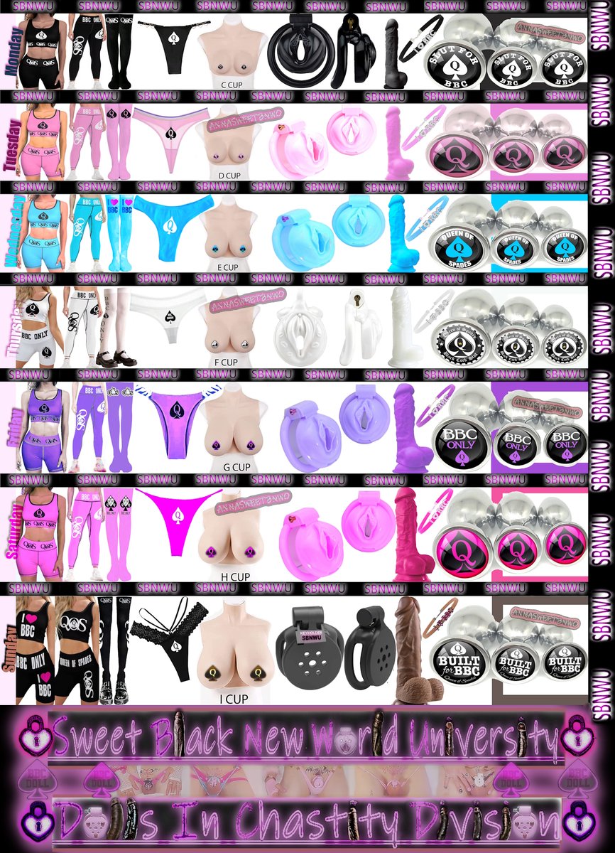 AnnaSweetBNWO's tweet photo. 🏫At The Sweet Black New World University🏫
💃Every Dolls Completing The Admission💃
👙Test, Gets An Appropriate Wardrobe👙
🔒To Attend Her Courses During The🔒
♠️The First Weeks Of Our Program♠️
#BBCTraining #FeminizedForBBC♠️
#BBCDoll #Chastity #SBNWU♠️
#BBCSlut #BNWOSchool♠️ https://t.co/YbWmTl2Enh